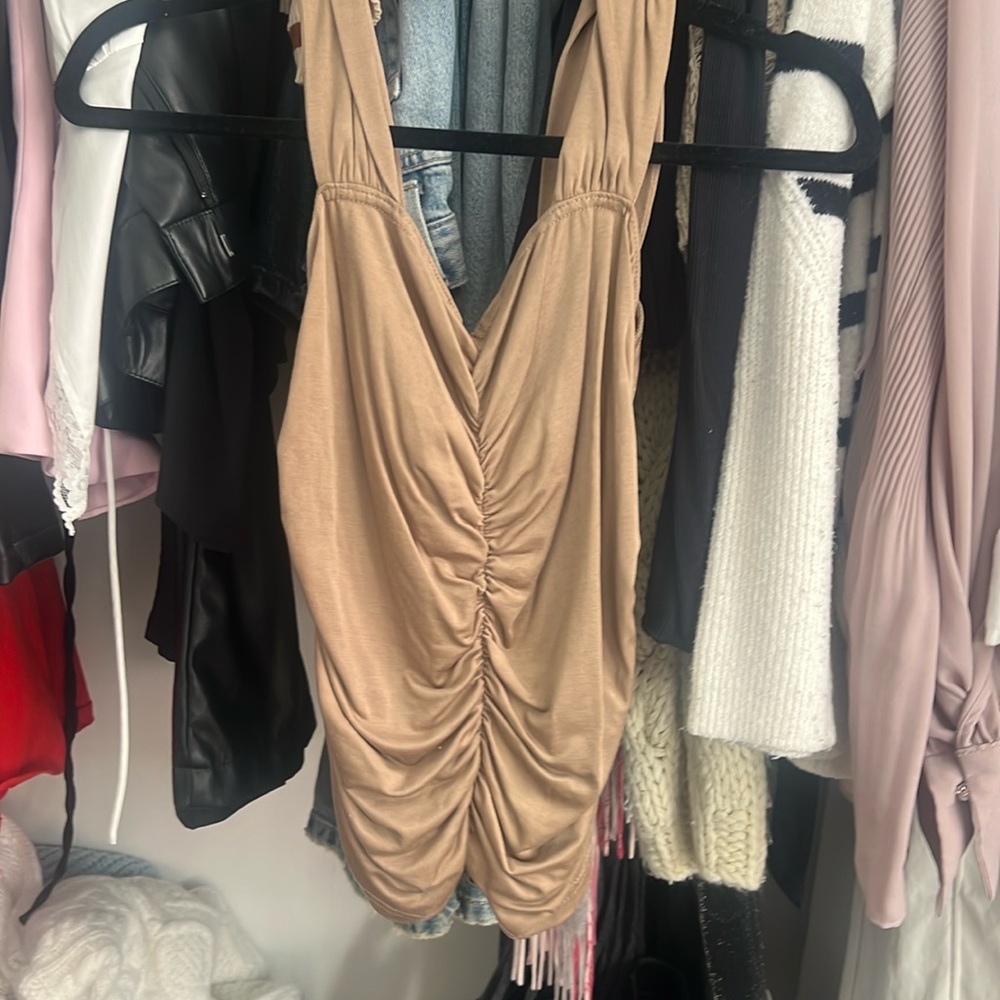 Ruffled brown tank top